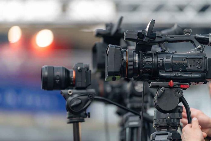 shutterstock_2762343045-2 Professional video cameras on tripods