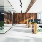 Trump Targets a Bureaucracy He Says Grew Too Large Modern open-plan office with wood accents and glass meeting room